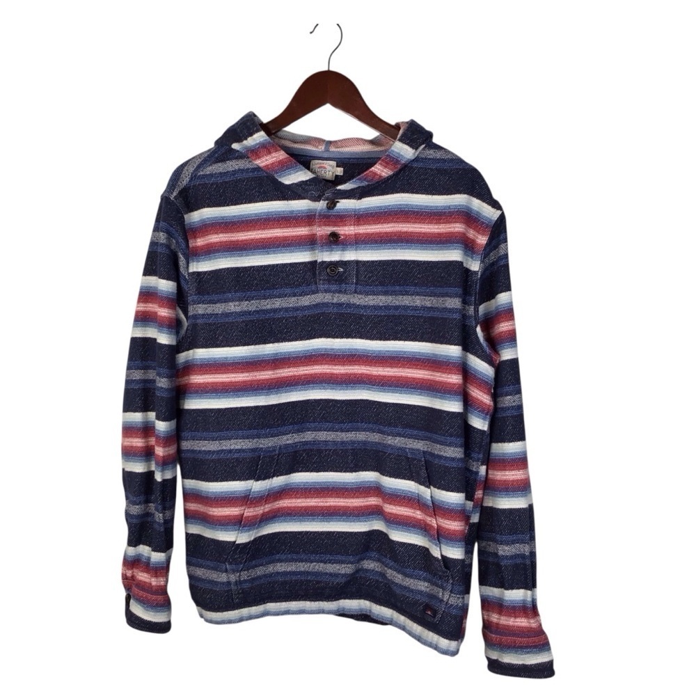 Faherty Baja Stripe Pullover Hoodie Size Large.